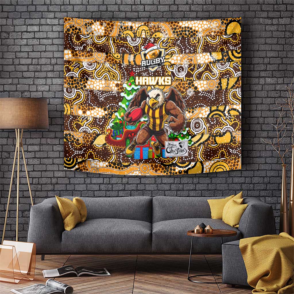 Hawks Football Merry Christmas Tapestry Indigenous Australian Art - Vibe Hoodie Shop