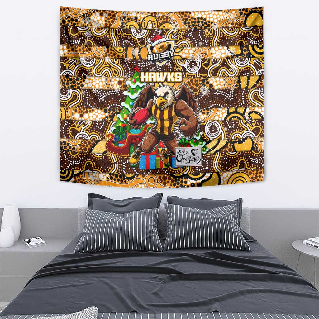 Hawks Football Merry Christmas Tapestry Indigenous Australian Art - Vibe Hoodie Shop