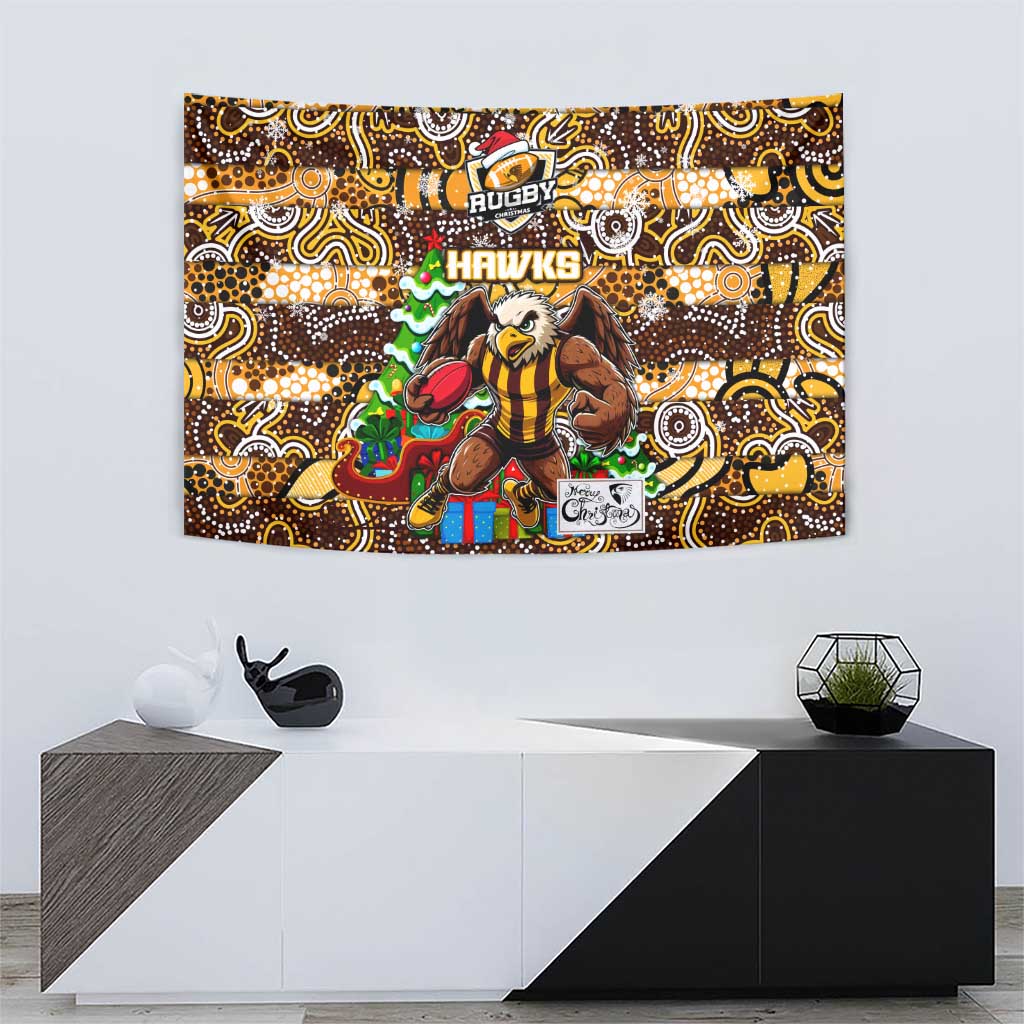 Hawks Football Merry Christmas Tapestry Indigenous Australian Art - Vibe Hoodie Shop