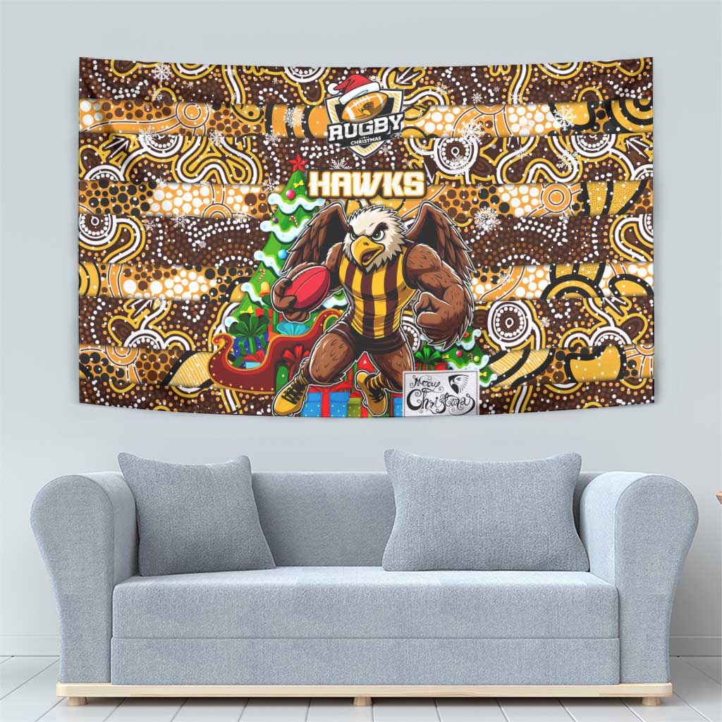 Hawks Football Merry Christmas Tapestry Indigenous Australian Art - Vibe Hoodie Shop