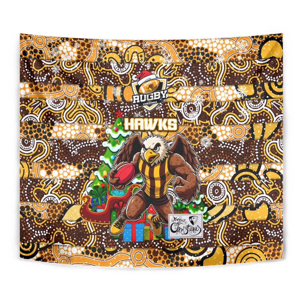 Hawks Football Merry Christmas Tapestry Indigenous Australian Art - Vibe Hoodie Shop