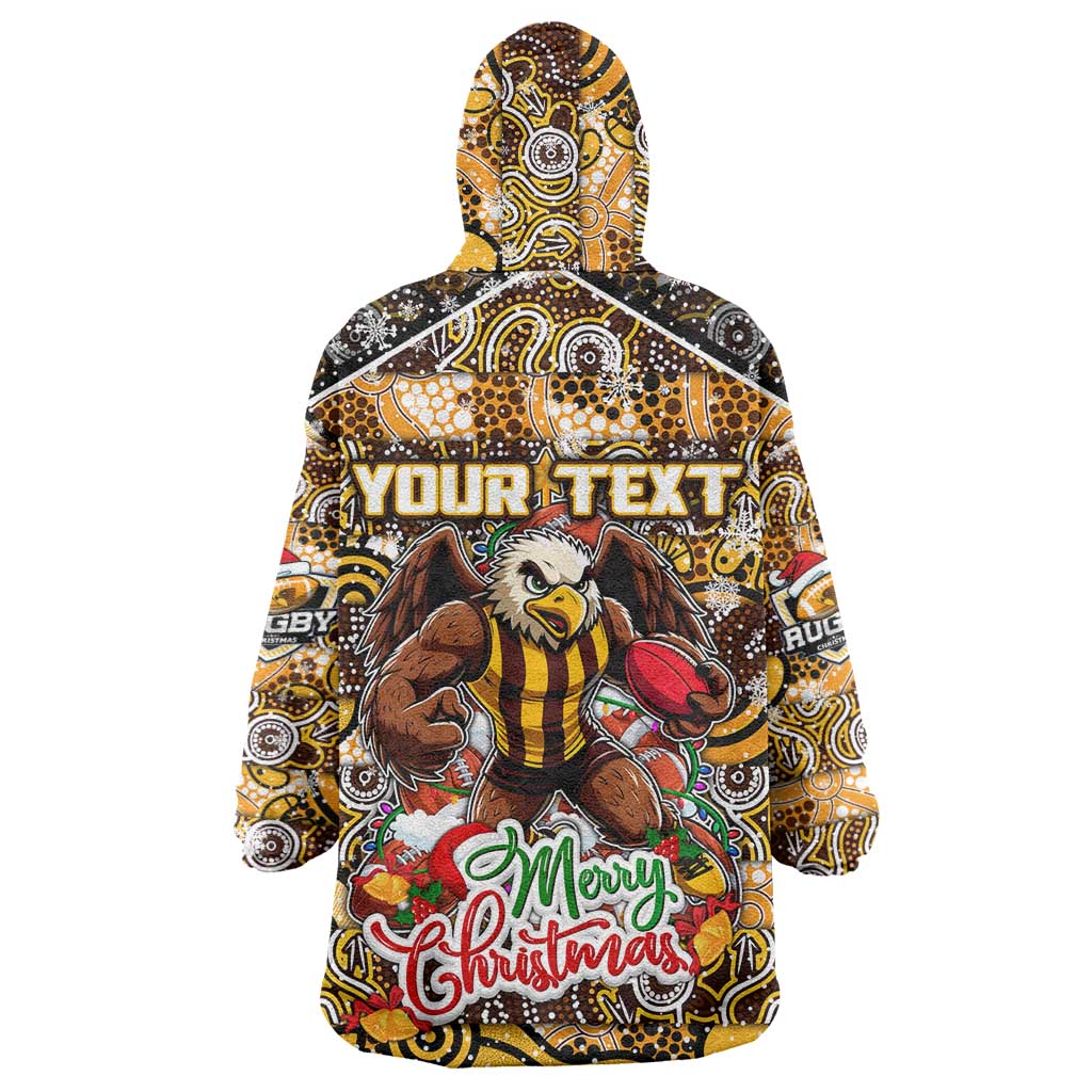 Custom Hawks Football Merry Christmas Wearable Blanket Hoodie Indigenous Australian Art - Vibe Hoodie Shop