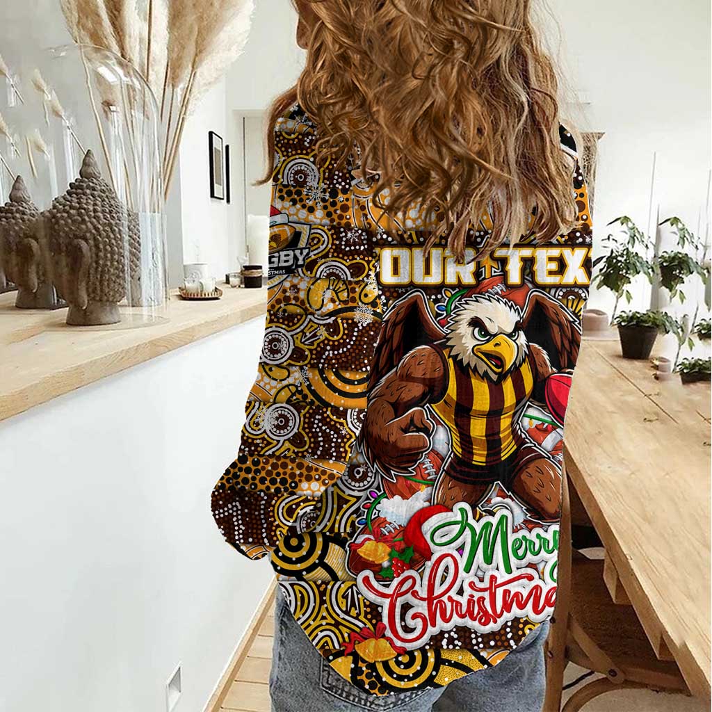 Custom Hawks Football Merry Christmas Women Casual Shirt Indigenous Australian Art - Vibe Hoodie Shop