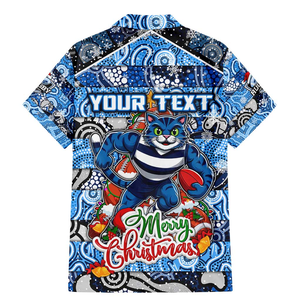 Custom Cats Rugby Merry Christmas Family Matching Mermaid Dress and Hawaiian Shirt Indigenous Australian Art