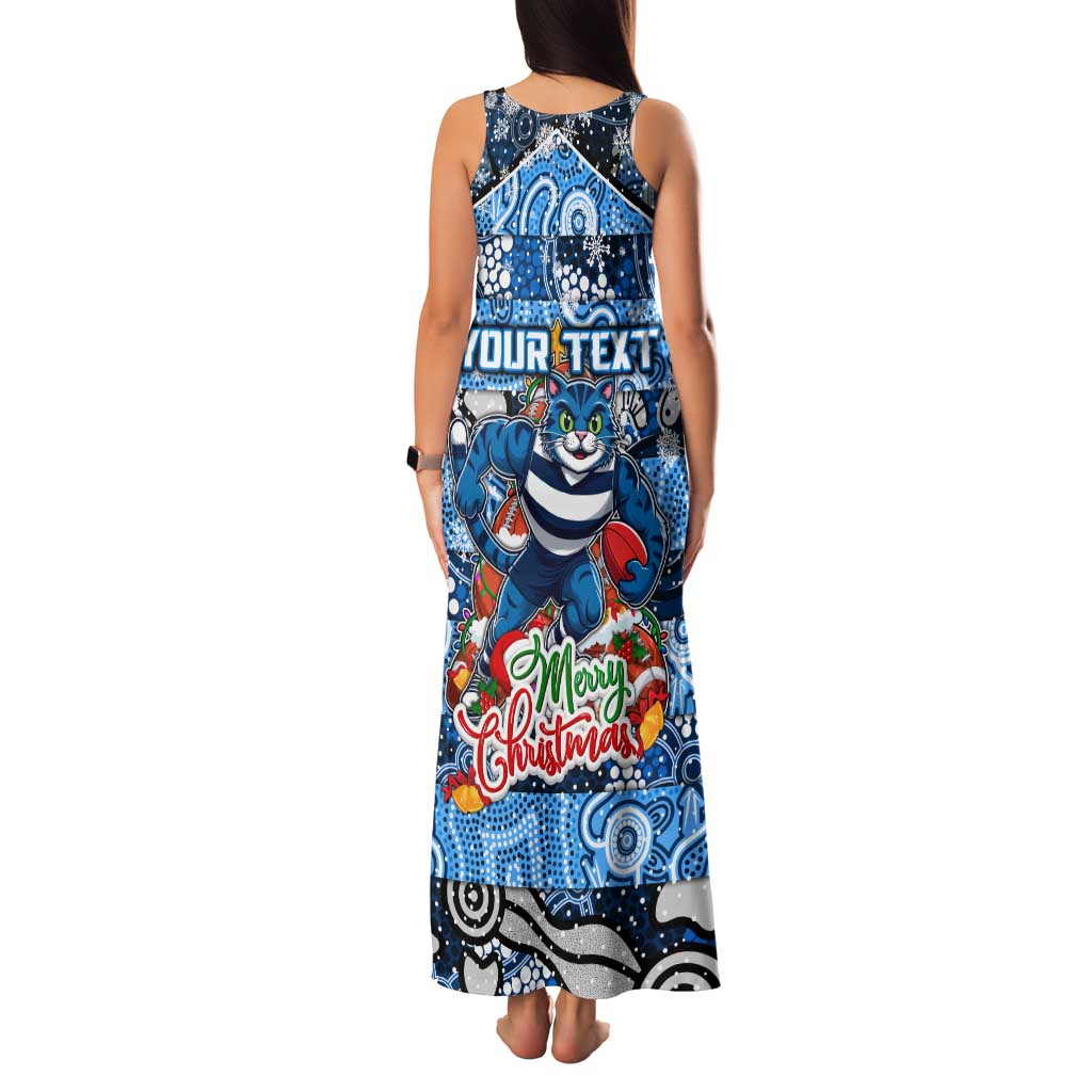 Custom Cats Rugby Merry Christmas Family Matching Tank Maxi Dress and Hawaiian Shirt Indigenous Australian Art
