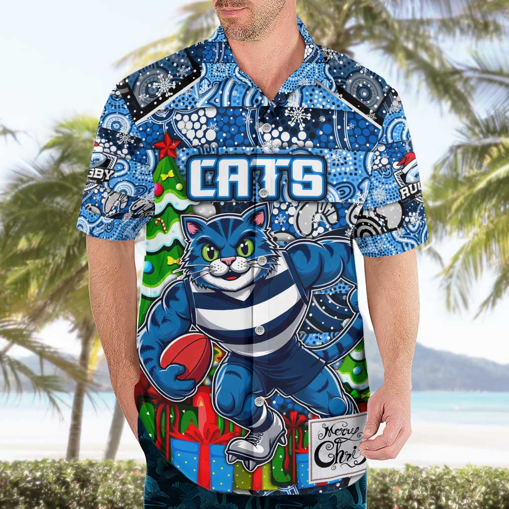 Custom Cats Football Merry Christmas Hawaiian Shirt Indigenous Australian Art - Vibe Hoodie Shop