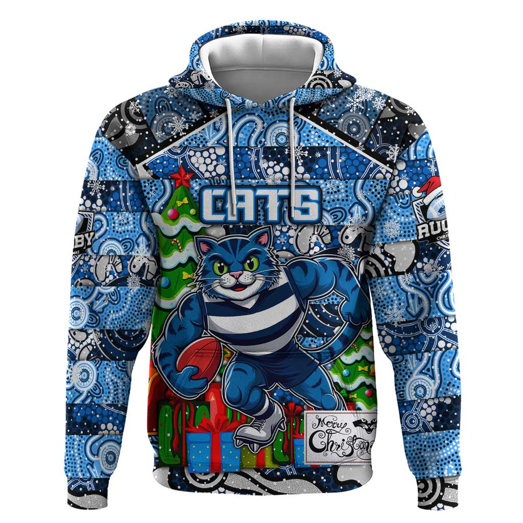 Custom Cats Football Merry Christmas Hoodie Indigenous Australian Art - Vibe Hoodie Shop