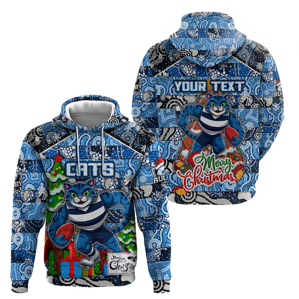 Custom Cats Football Merry Christmas Hoodie Indigenous Australian Art - Vibe Hoodie Shop