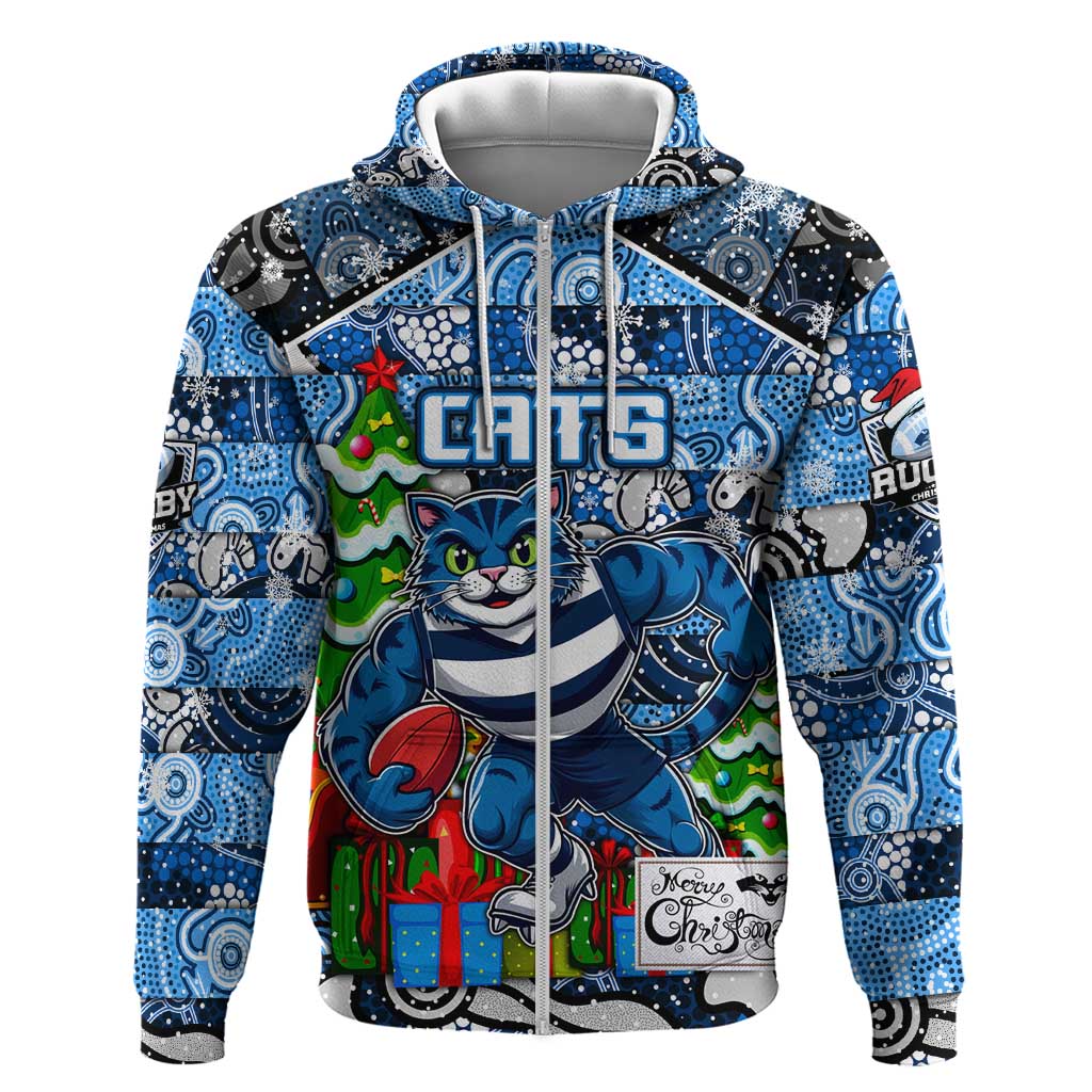 Custom Cats Football Merry Christmas Hoodie Indigenous Australian Art - Vibe Hoodie Shop
