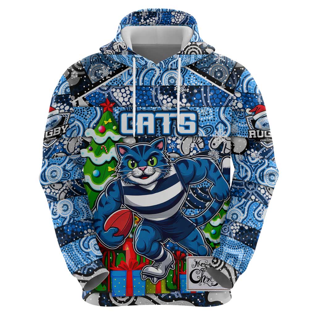 Custom Cats Football Merry Christmas Hoodie Indigenous Australian Art - Vibe Hoodie Shop