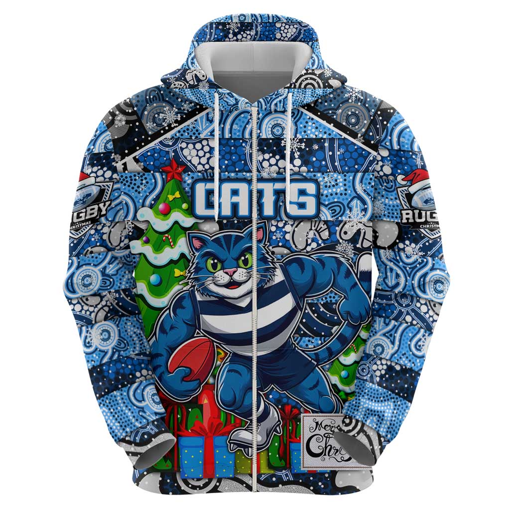 Custom Cats Football Merry Christmas Hoodie Indigenous Australian Art - Vibe Hoodie Shop