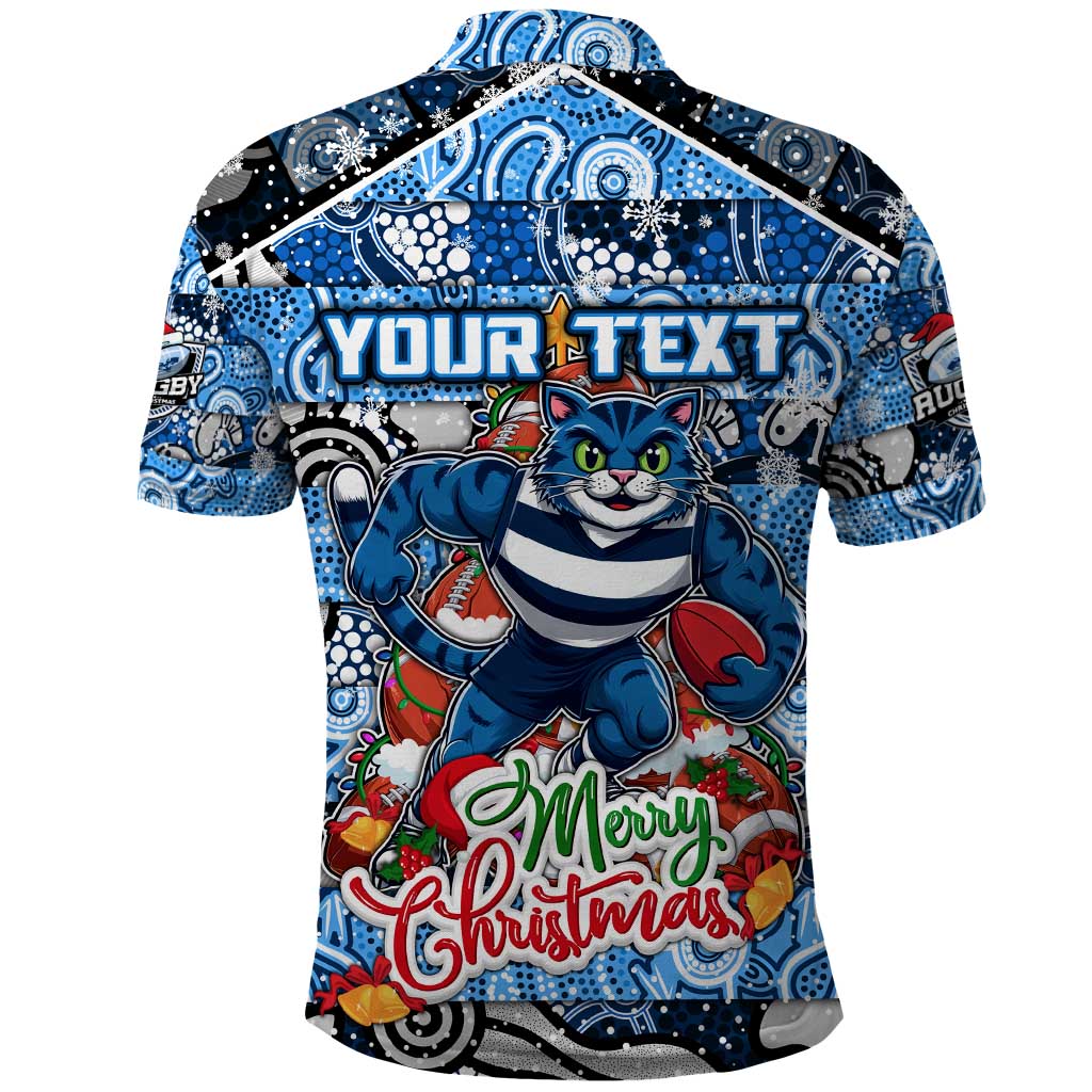 Custom Cats Football Merry Christmas Polo Shirt Indigenous Australian Art - Vibe Hoodie Shop