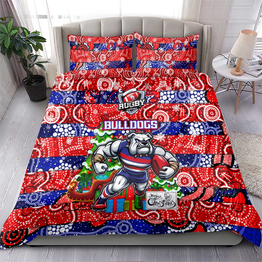 Bulldogs Football Merry Christmas Bedding Set Indigenous Australian Art - Vibe Hoodie Shop
