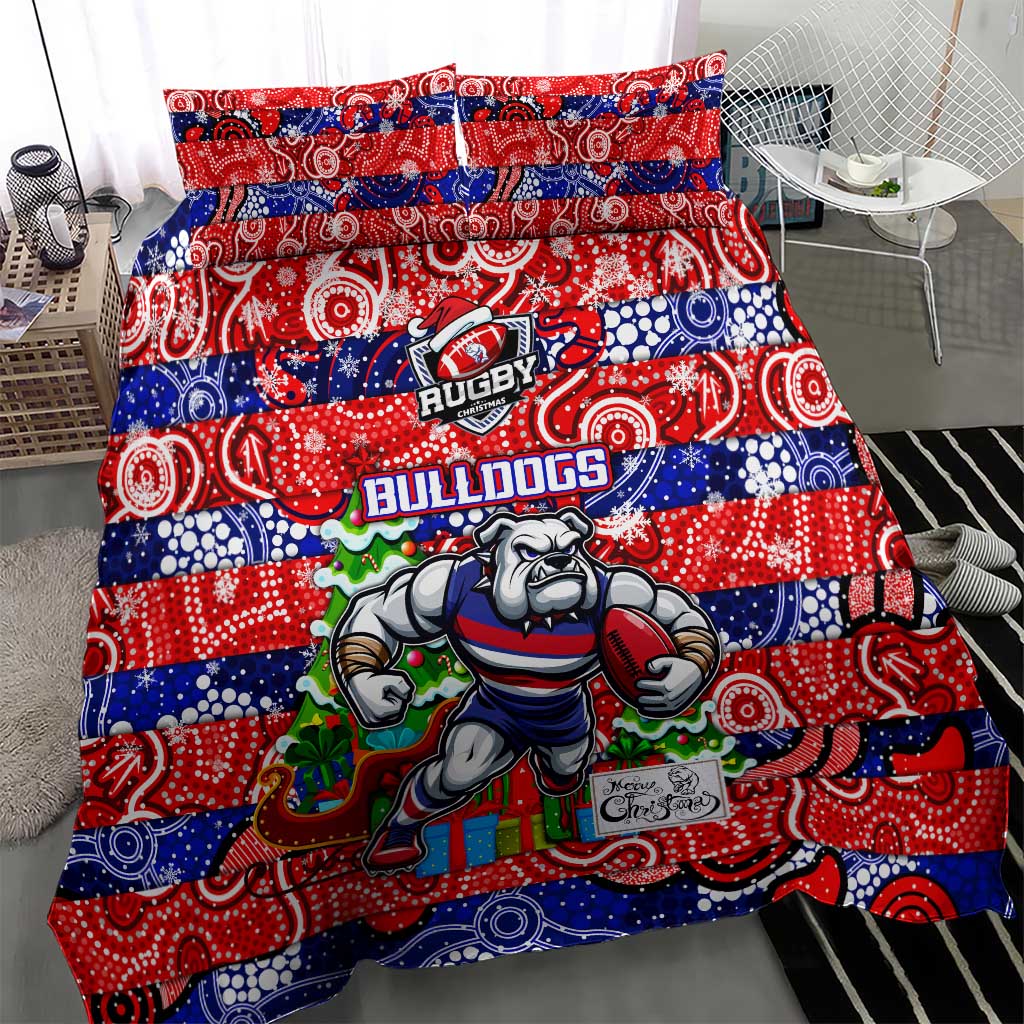Bulldogs Football Merry Christmas Bedding Set Indigenous Australian Art - Vibe Hoodie Shop