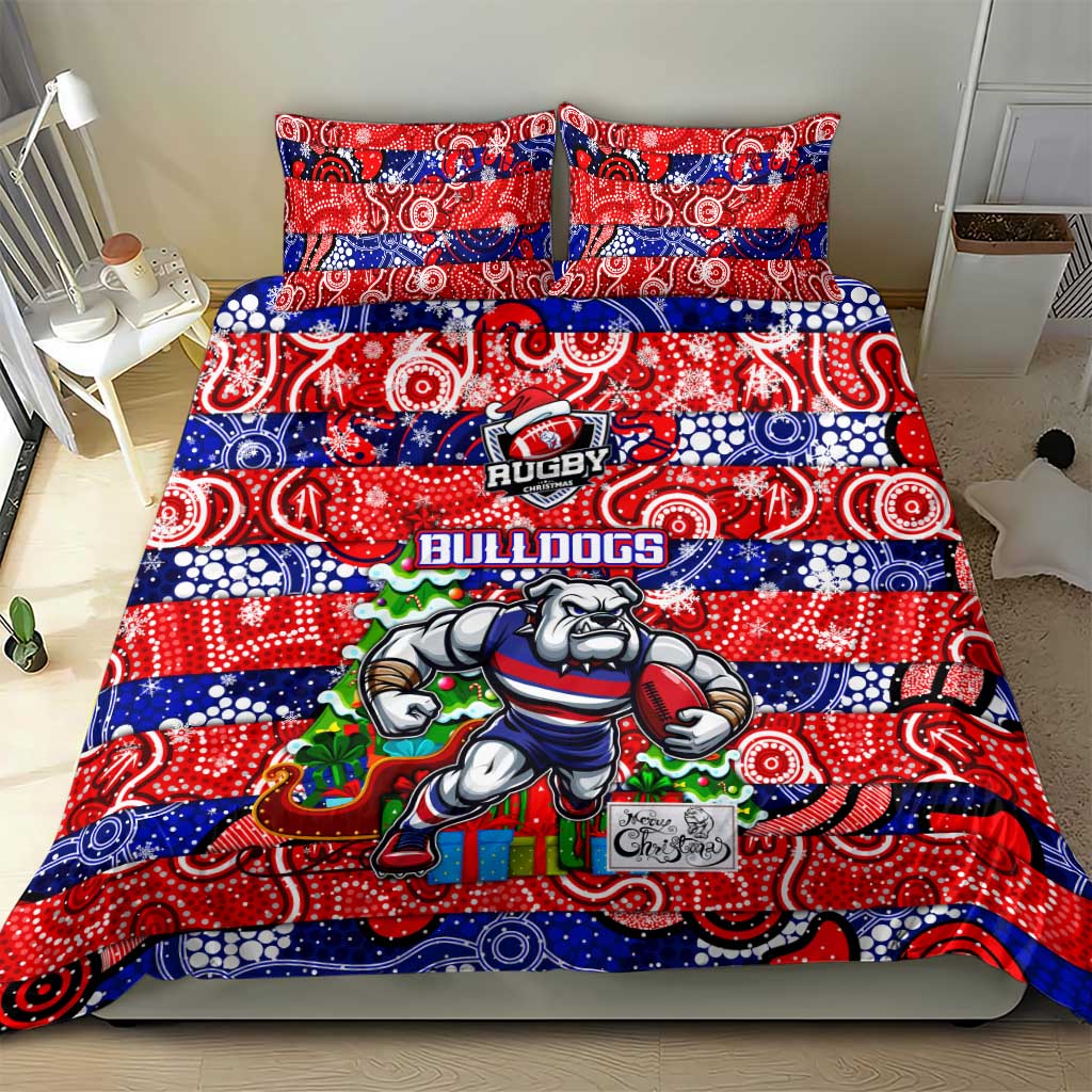 Bulldogs Football Merry Christmas Bedding Set Indigenous Australian Art - Vibe Hoodie Shop