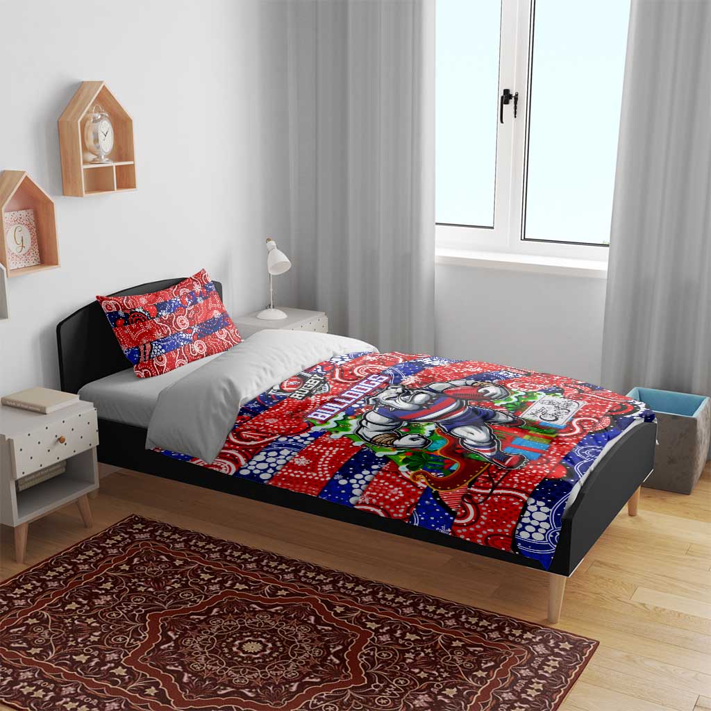 Bulldogs Football Merry Christmas Bedding Set Indigenous Australian Art - Vibe Hoodie Shop