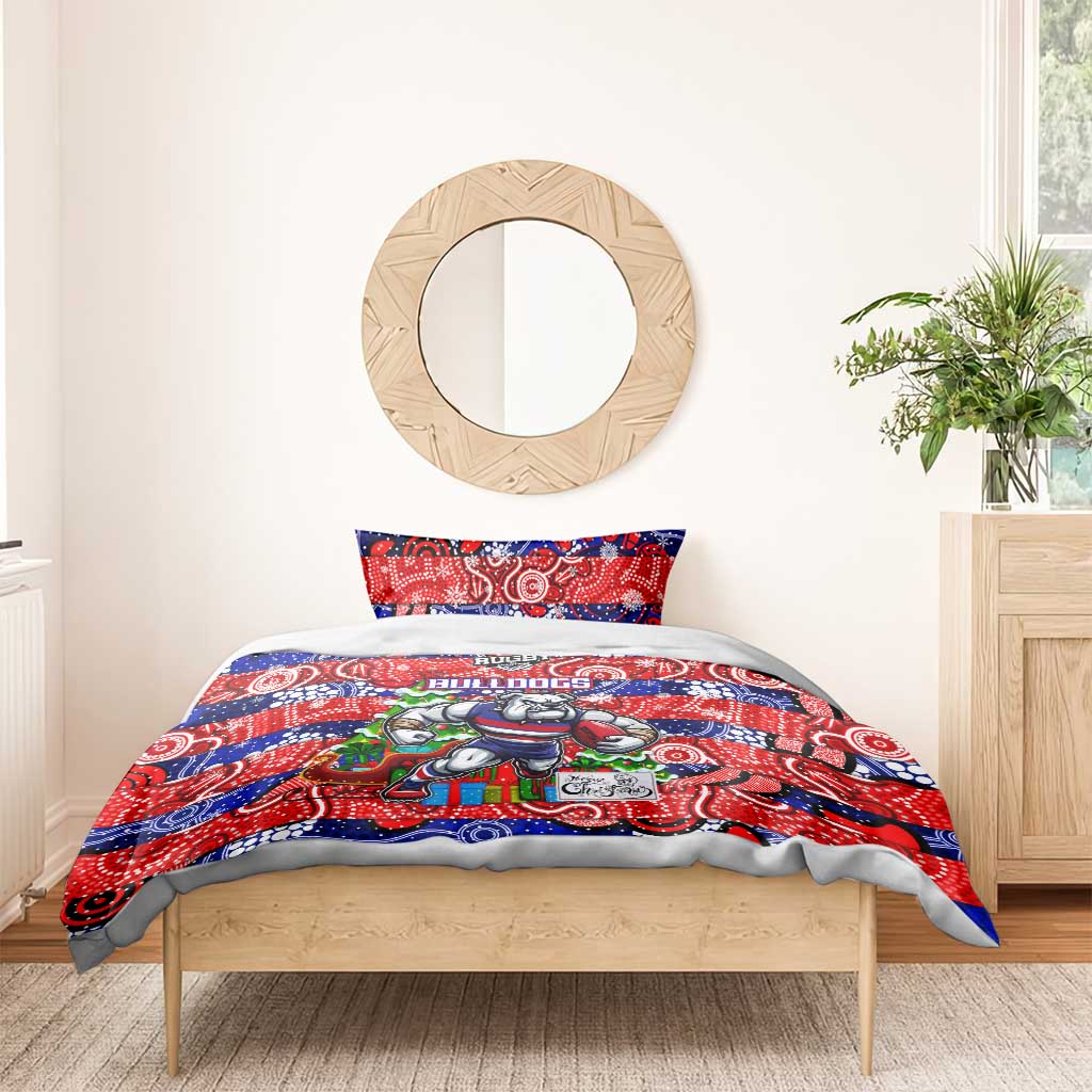 Bulldogs Football Merry Christmas Bedding Set Indigenous Australian Art - Vibe Hoodie Shop
