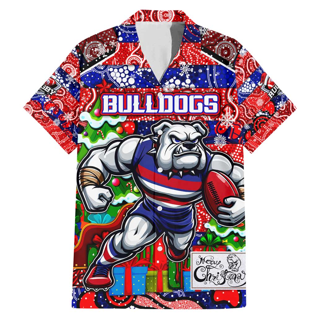 Custom Bulldogs Football Merry Christmas Family Matching Mermaid Dress and Hawaiian Shirt Indigenous Australian Art
