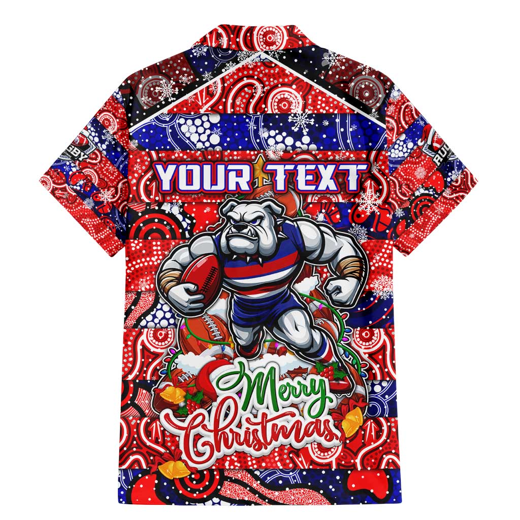 Custom Bulldogs Football Merry Christmas Family Matching Mermaid Dress and Hawaiian Shirt Indigenous Australian Art