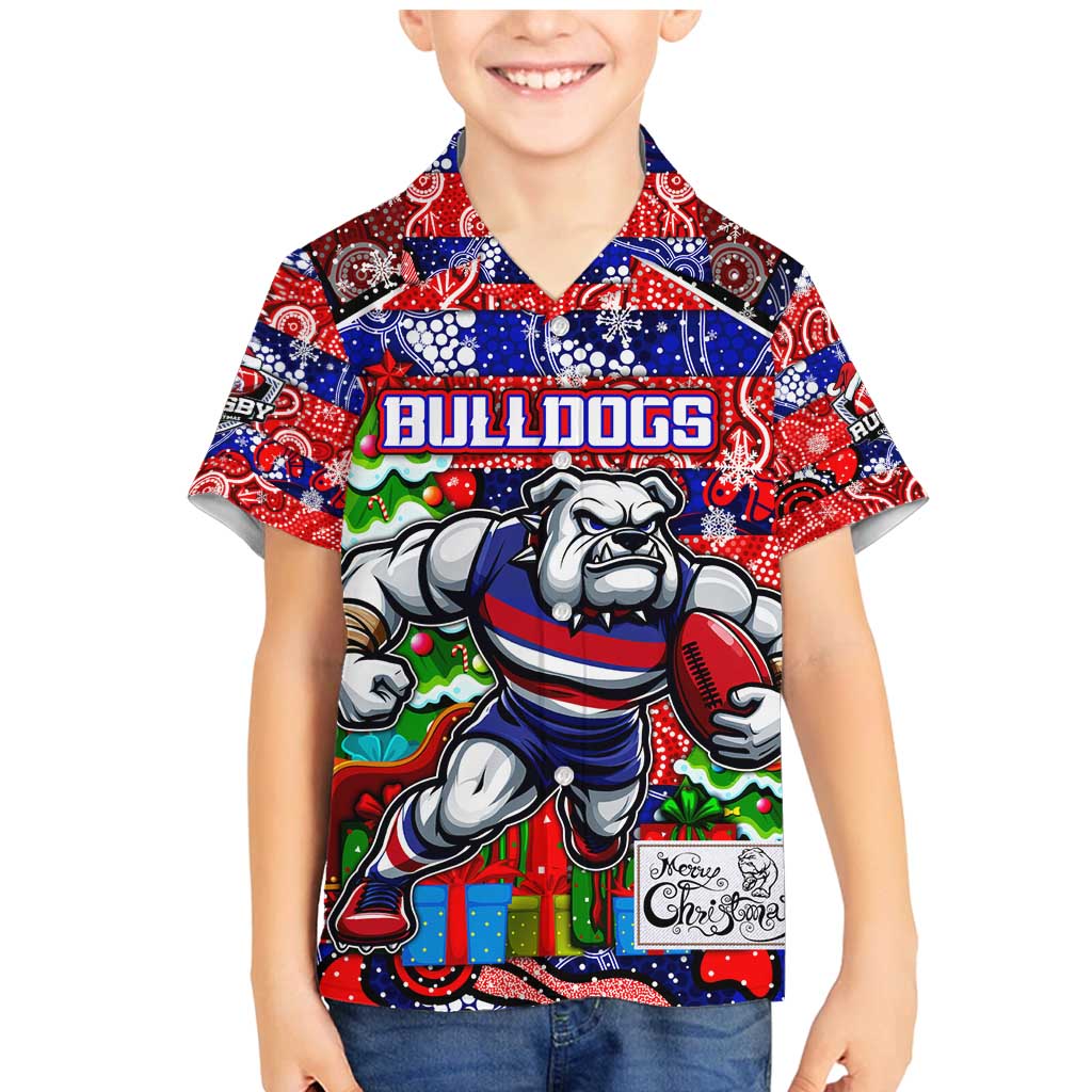 Custom Bulldogs Football Merry Christmas Family Matching Mermaid Dress and Hawaiian Shirt Indigenous Australian Art