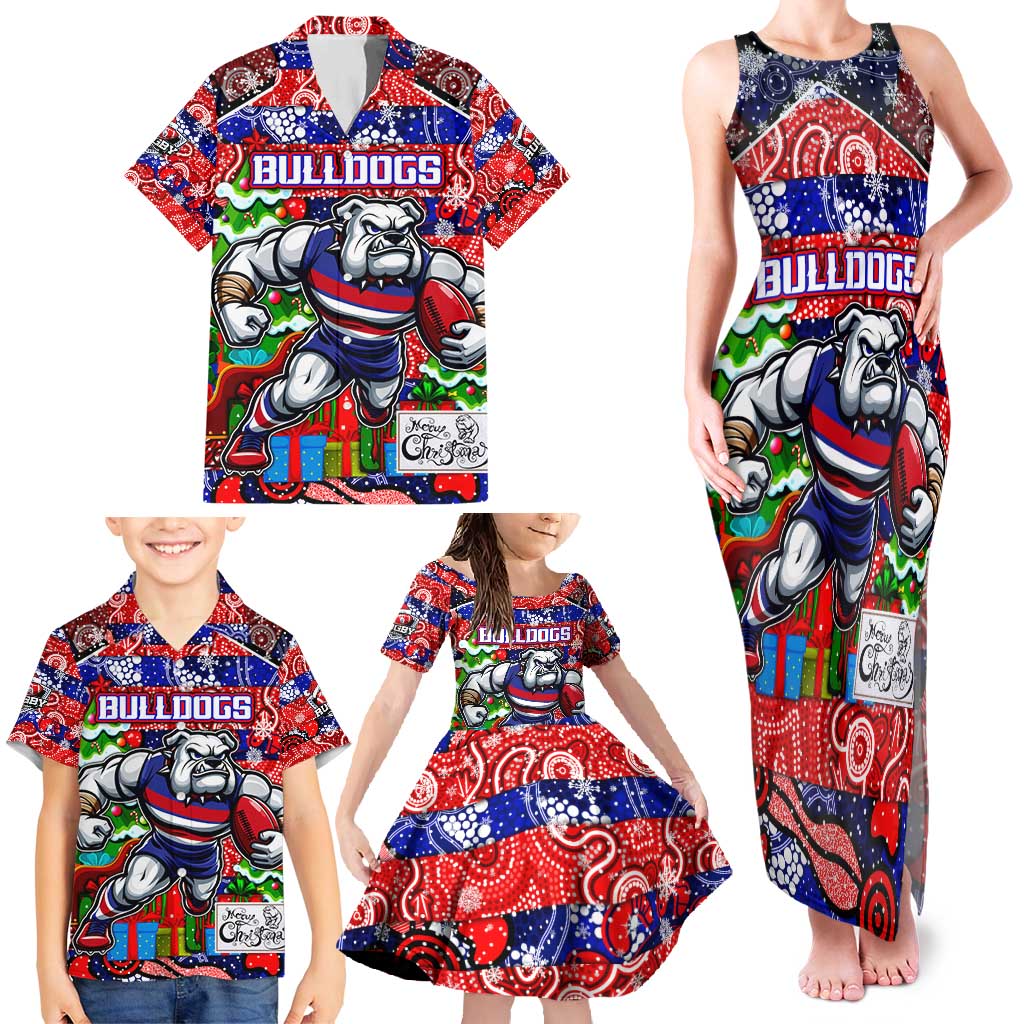 Custom Bulldogs Football Merry Christmas Family Matching Tank Maxi Dress and Hawaiian Shirt Indigenous Australian Art