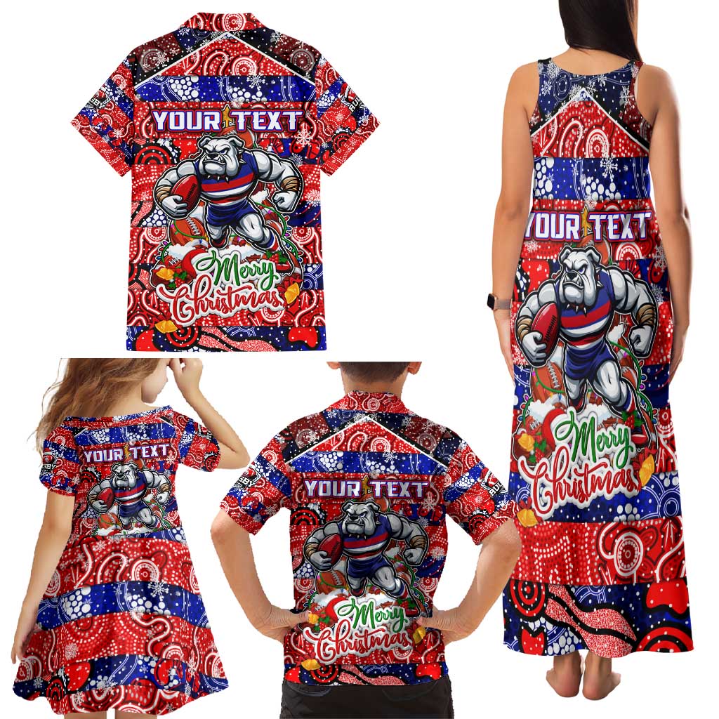 Custom Bulldogs Football Merry Christmas Family Matching Tank Maxi Dress and Hawaiian Shirt Indigenous Australian Art