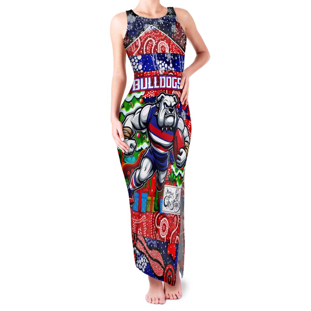 Custom Bulldogs Football Merry Christmas Family Matching Tank Maxi Dress and Hawaiian Shirt Indigenous Australian Art
