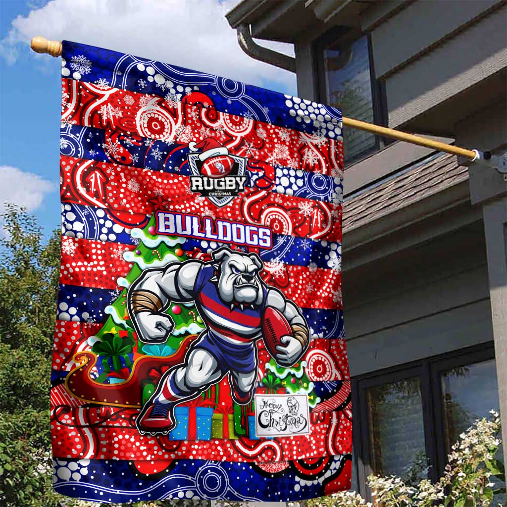Bulldogs Football Merry Christmas Garden Flag Indigenous Australian Art - Vibe Hoodie Shop