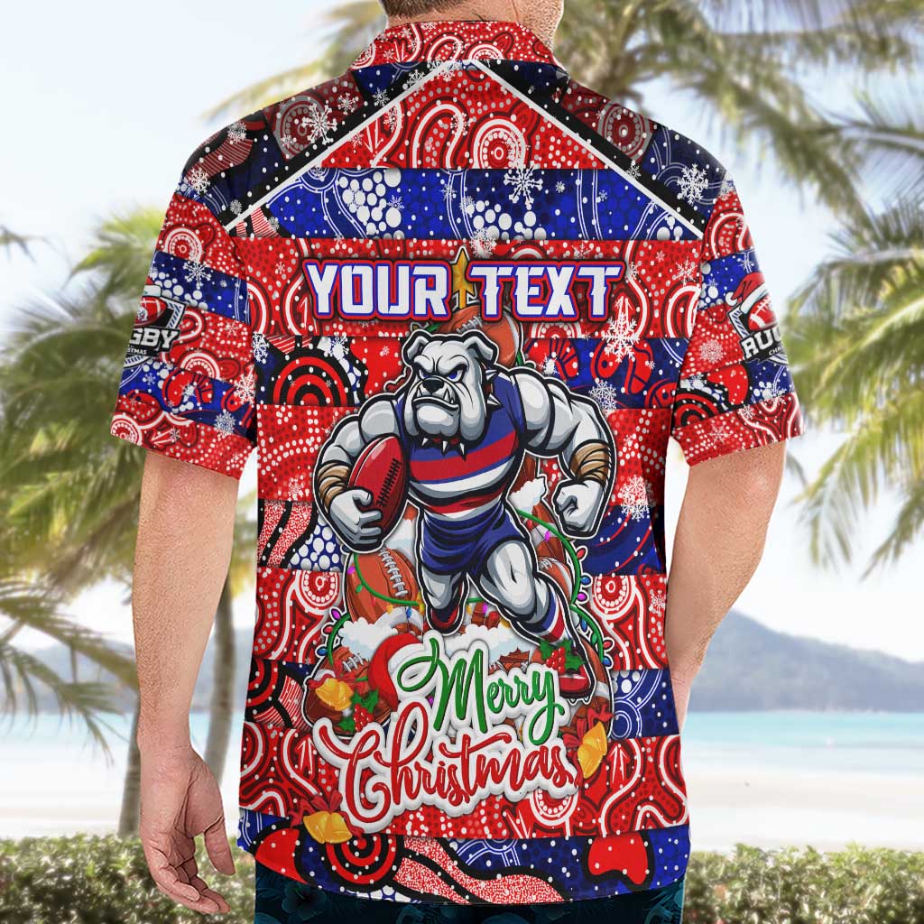 Custom Bulldogs Football Merry Christmas Hawaiian Shirt Indigenous Australian Art - Vibe Hoodie Shop