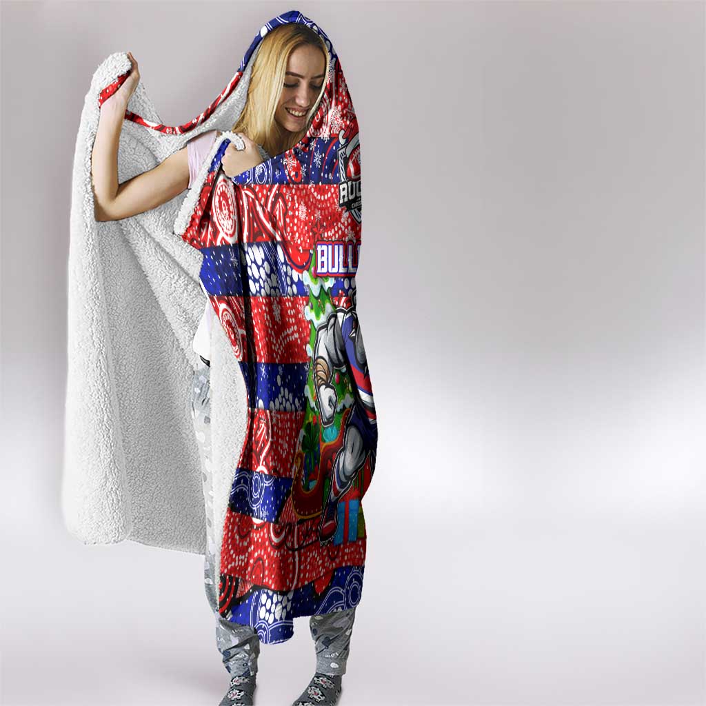 Bulldogs Football Merry Christmas Hooded Blanket Indigenous Australian Art