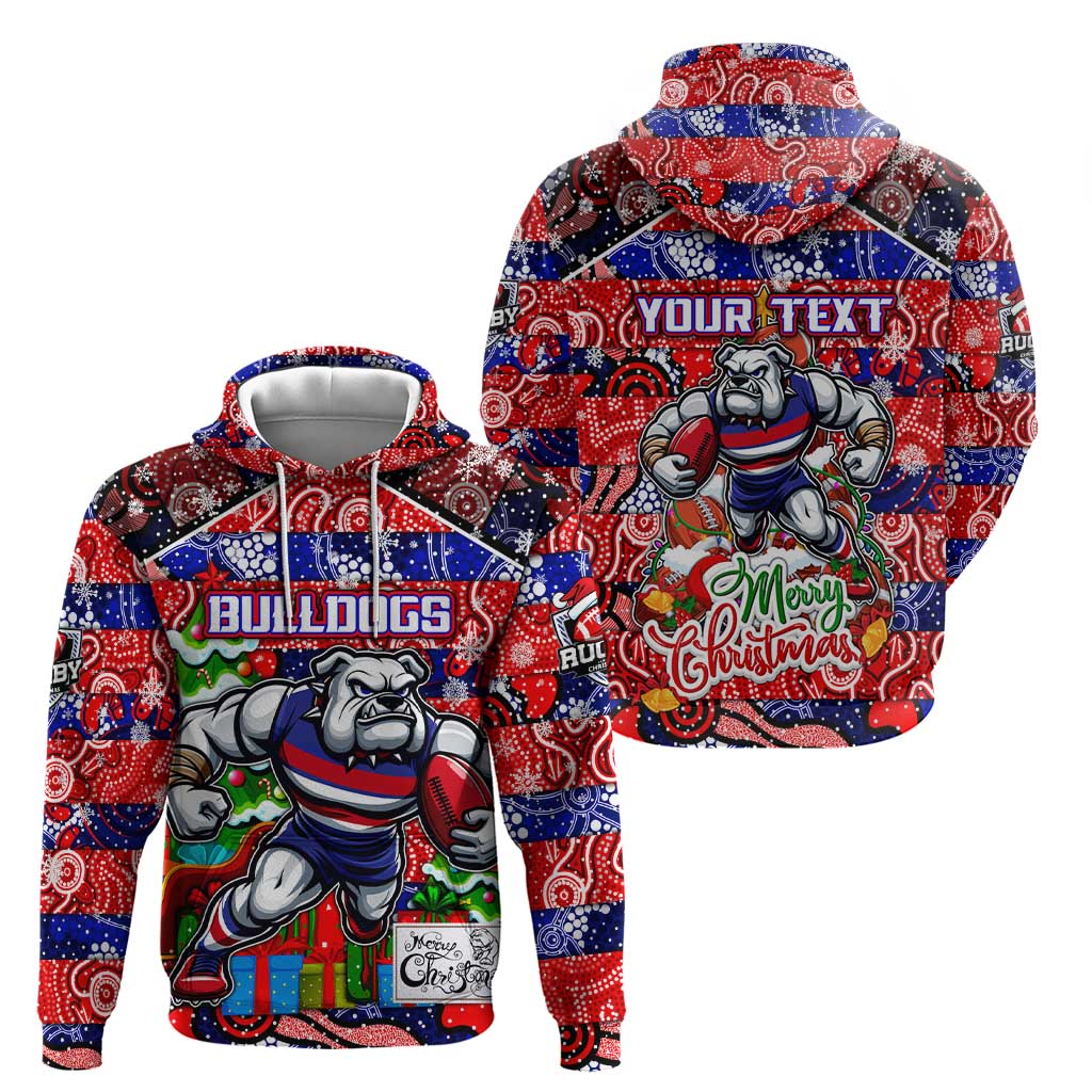 Custom Bulldogs Football Merry Christmas Hoodie Indigenous Australian Art - Vibe Hoodie Shop