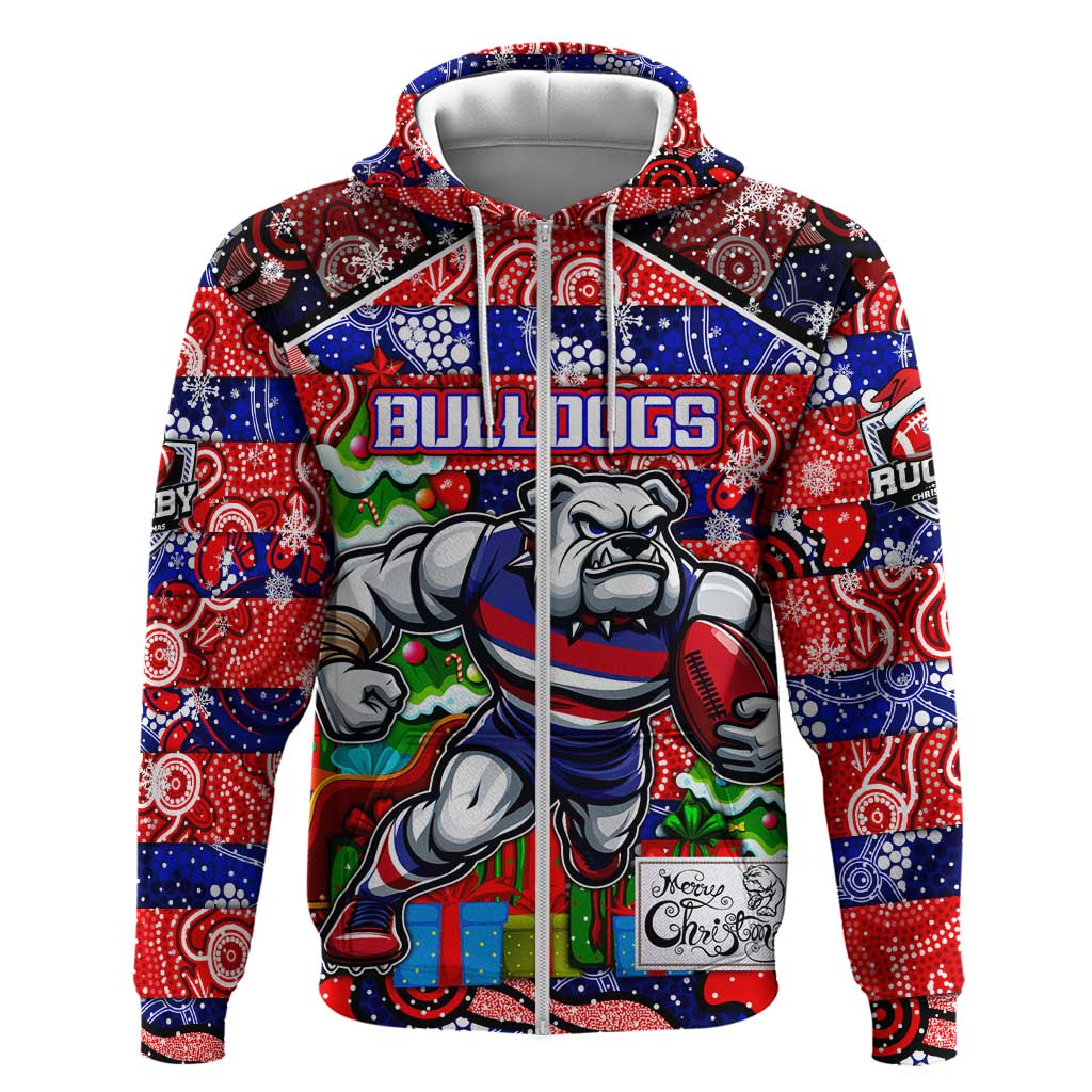 Custom Bulldogs Football Merry Christmas Hoodie Indigenous Australian Art - Vibe Hoodie Shop