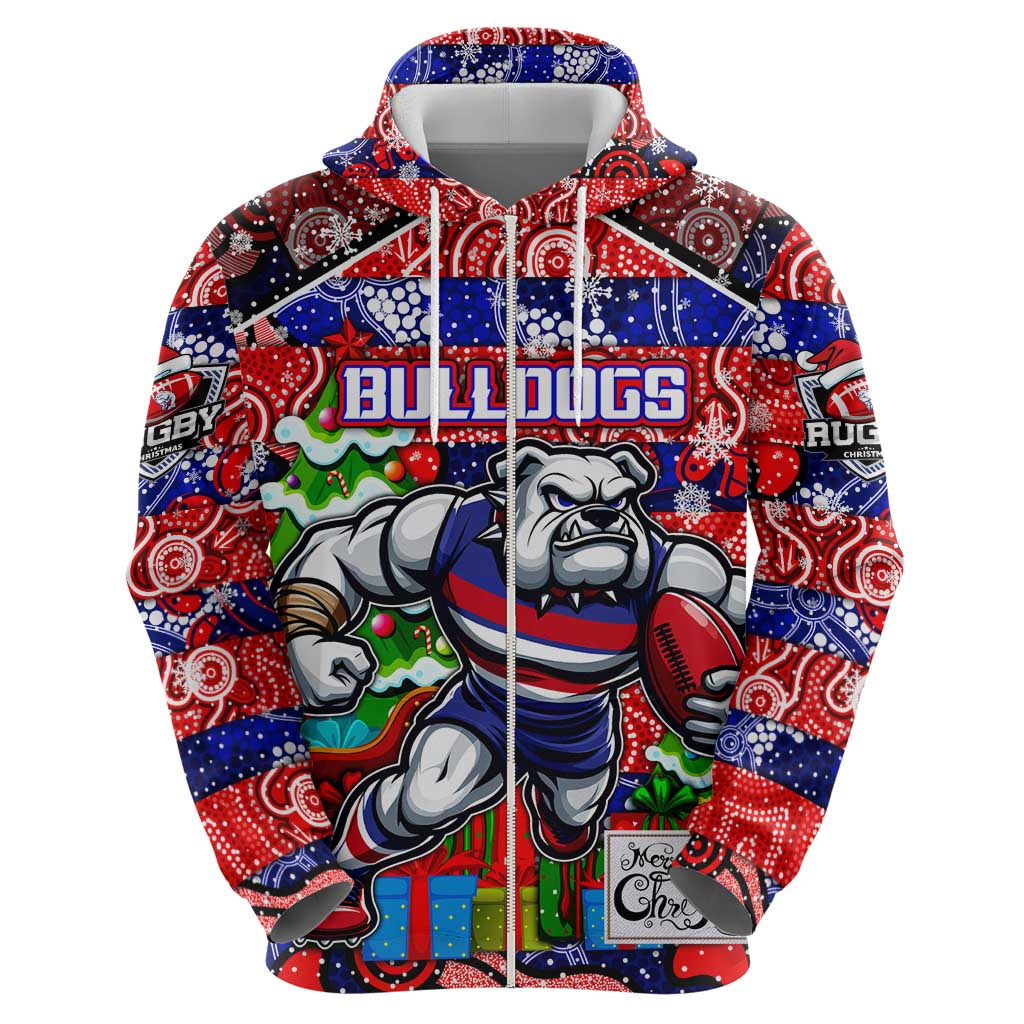Custom Bulldogs Football Merry Christmas Hoodie Indigenous Australian Art - Vibe Hoodie Shop