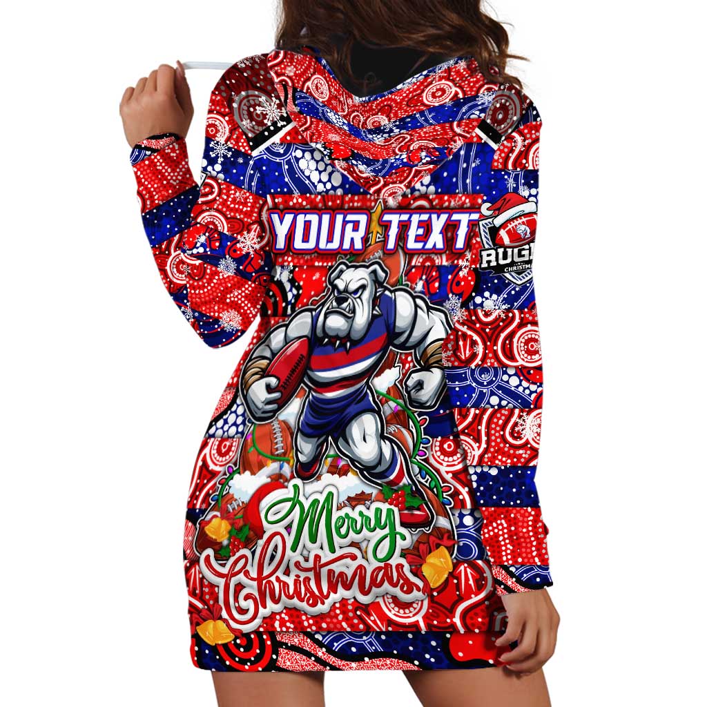 Custom Bulldogs Football Merry Christmas Hoodie Dress Indigenous Australian Art - Vibe Hoodie Shop