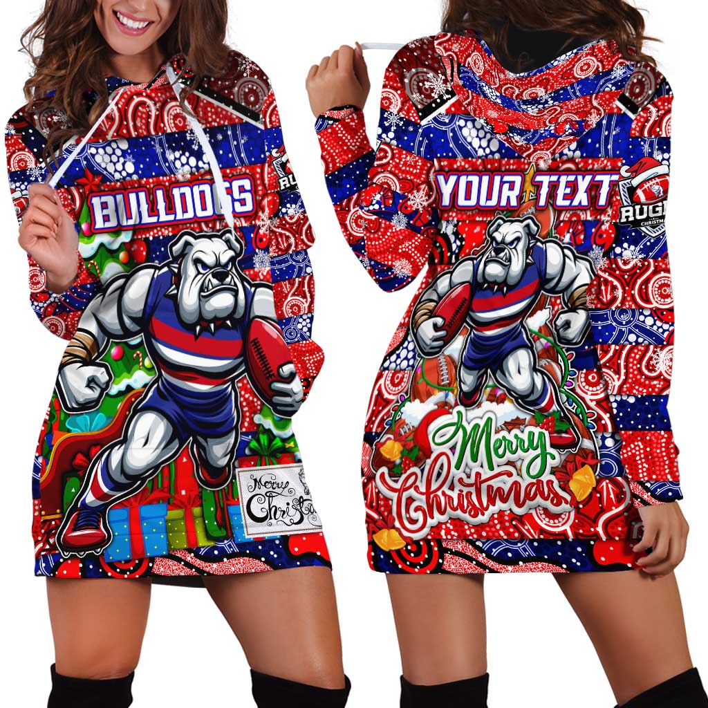 Custom Bulldogs Football Merry Christmas Hoodie Dress Indigenous Australian Art - Vibe Hoodie Shop