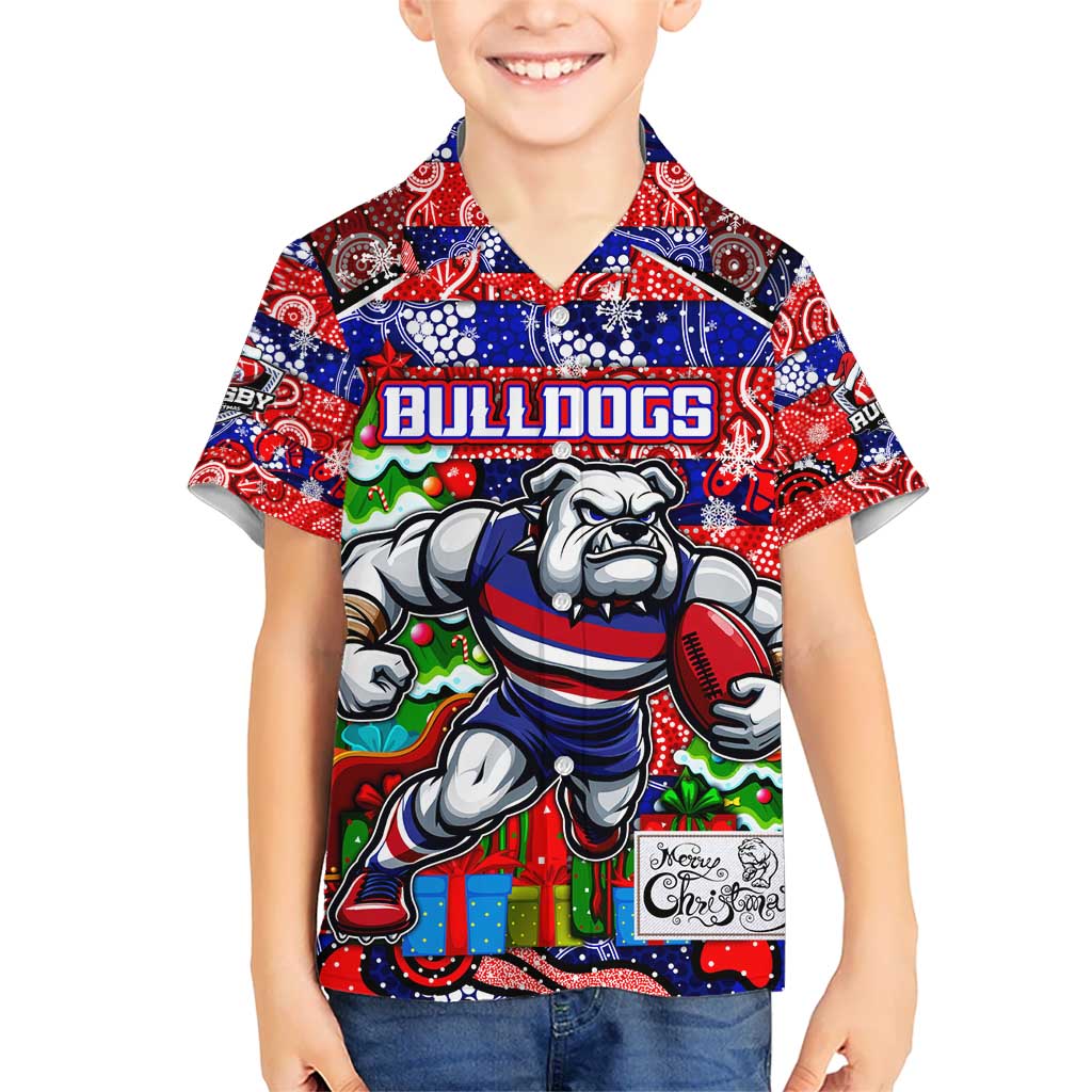 Custom Bulldogs Football Merry Christmas Kid Hawaiian Shirt Indigenous Australian Art