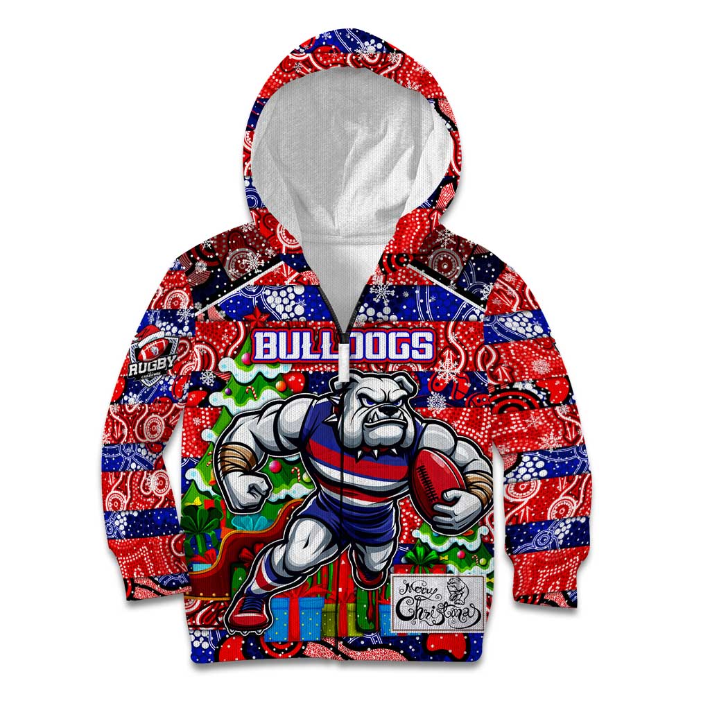 Custom Bulldogs Football Merry Christmas Kid Hoodie Indigenous Australian Art - Vibe Hoodie Shop