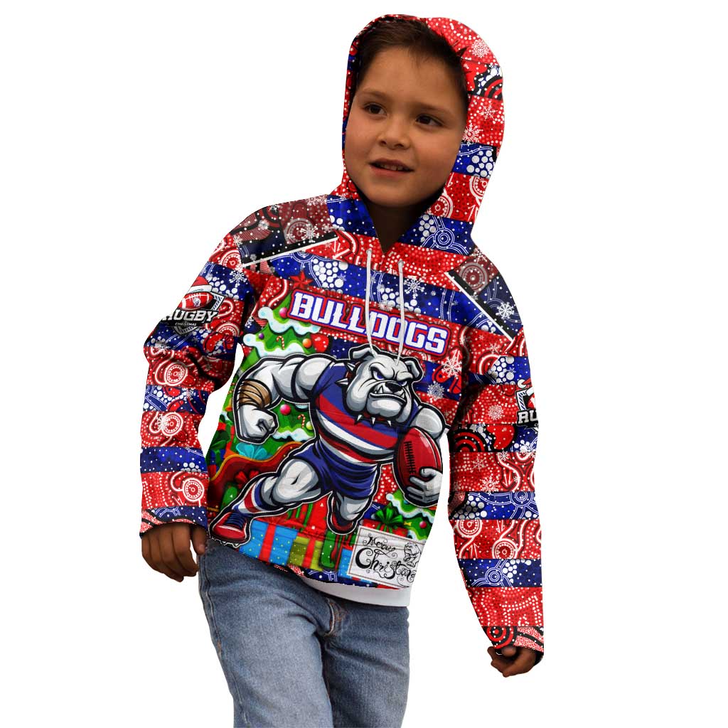 Custom Bulldogs Football Merry Christmas Kid Hoodie Indigenous Australian Art - Vibe Hoodie Shop