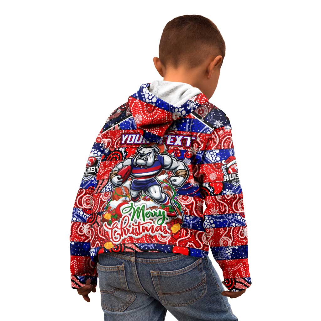 Custom Bulldogs Football Merry Christmas Kid Hoodie Indigenous Australian Art - Vibe Hoodie Shop