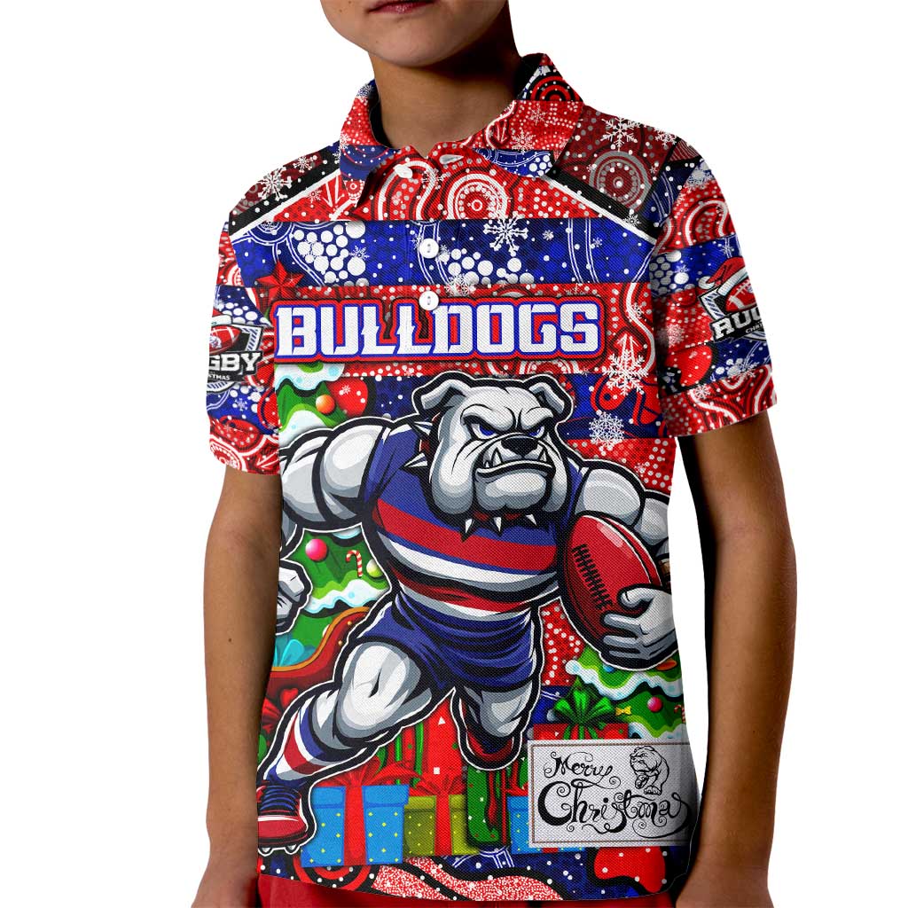Custom Bulldogs Football Merry Christmas Kid Polo Shirt Indigenous Australian Art - Vibe Hoodie Shop