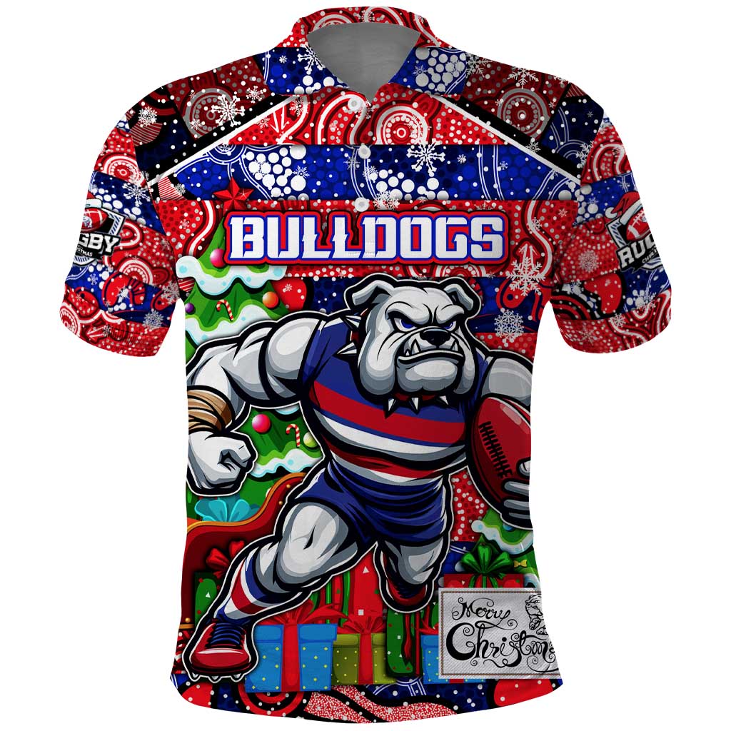 Custom Bulldogs Football Merry Christmas Polo Shirt Indigenous Australian Art - Vibe Hoodie Shop