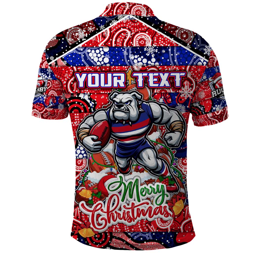 Custom Bulldogs Football Merry Christmas Polo Shirt Indigenous Australian Art - Vibe Hoodie Shop