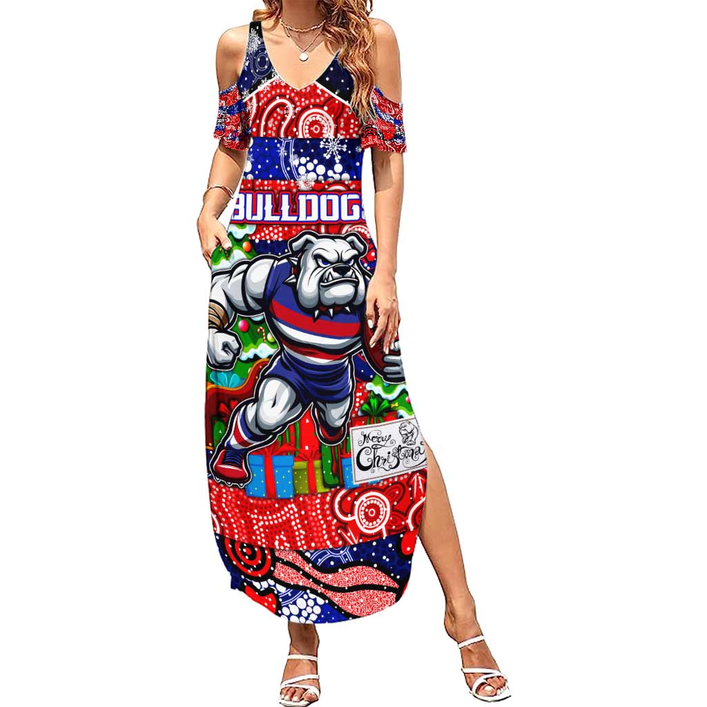 Custom Bulldogs Football Merry Christmas Summer Maxi Dress Indigenous Australian Art