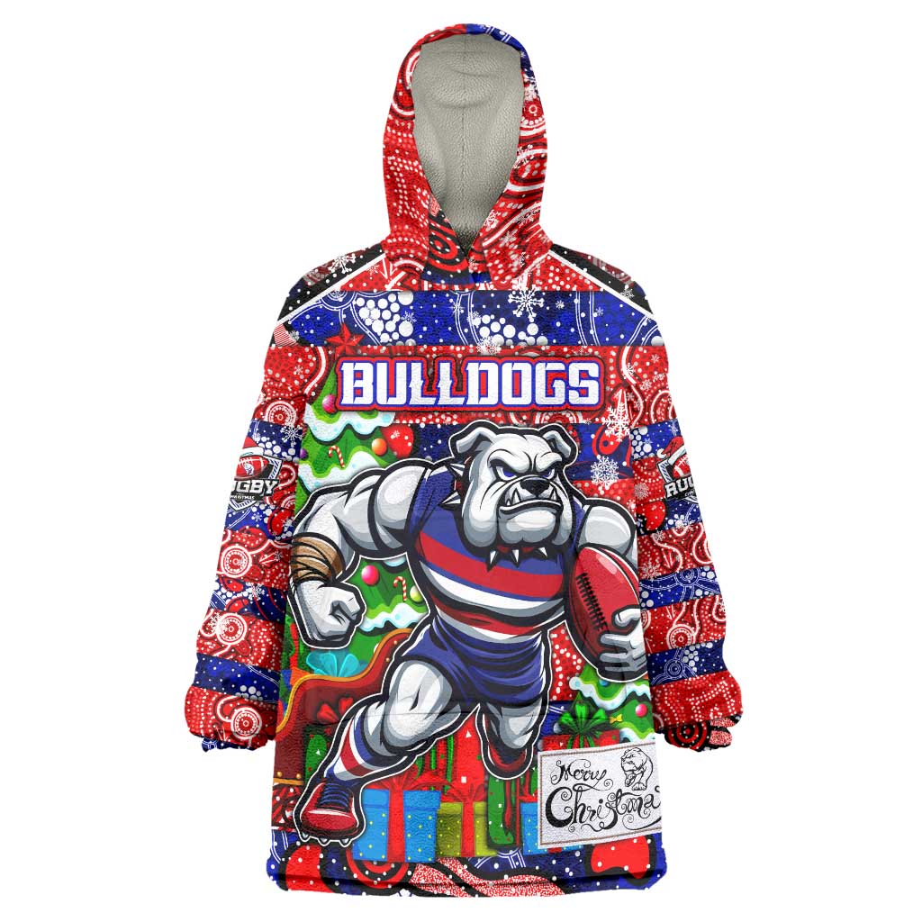 Custom Bulldogs Football Merry Christmas Wearable Blanket Hoodie Indigenous Australian Art - Vibe Hoodie Shop