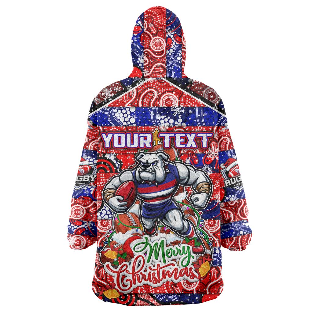 Custom Bulldogs Football Merry Christmas Wearable Blanket Hoodie Indigenous Australian Art - Vibe Hoodie Shop