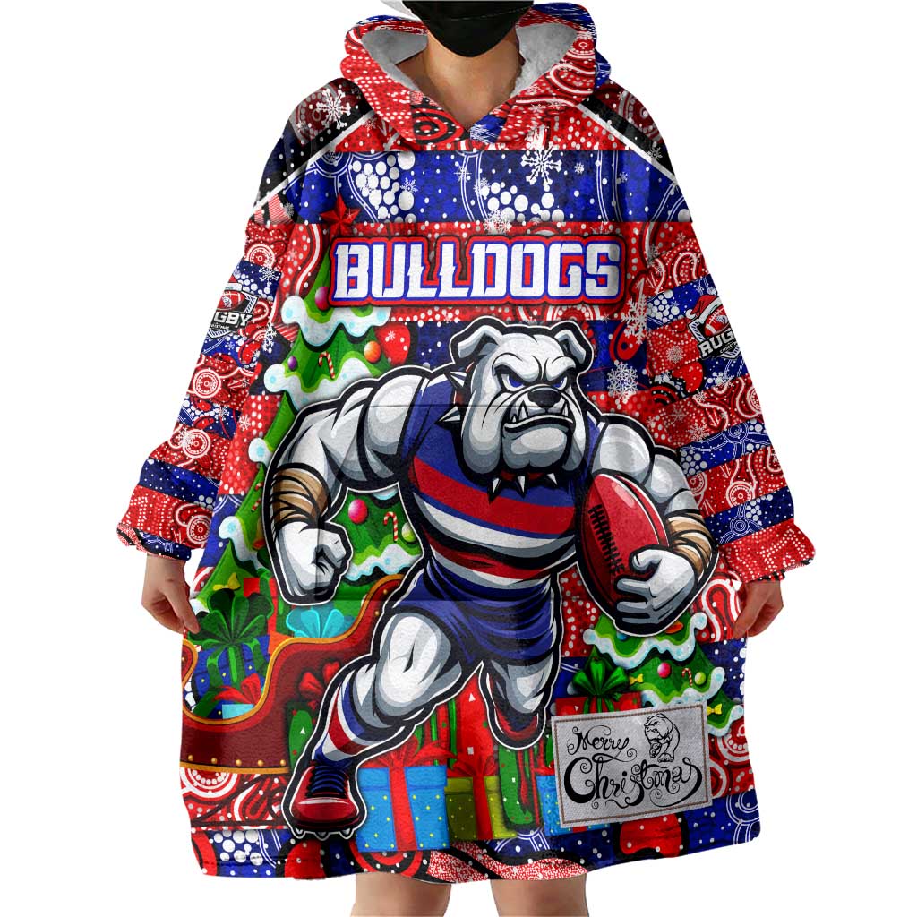 Custom Bulldogs Football Merry Christmas Wearable Blanket Hoodie Indigenous Australian Art - Vibe Hoodie Shop