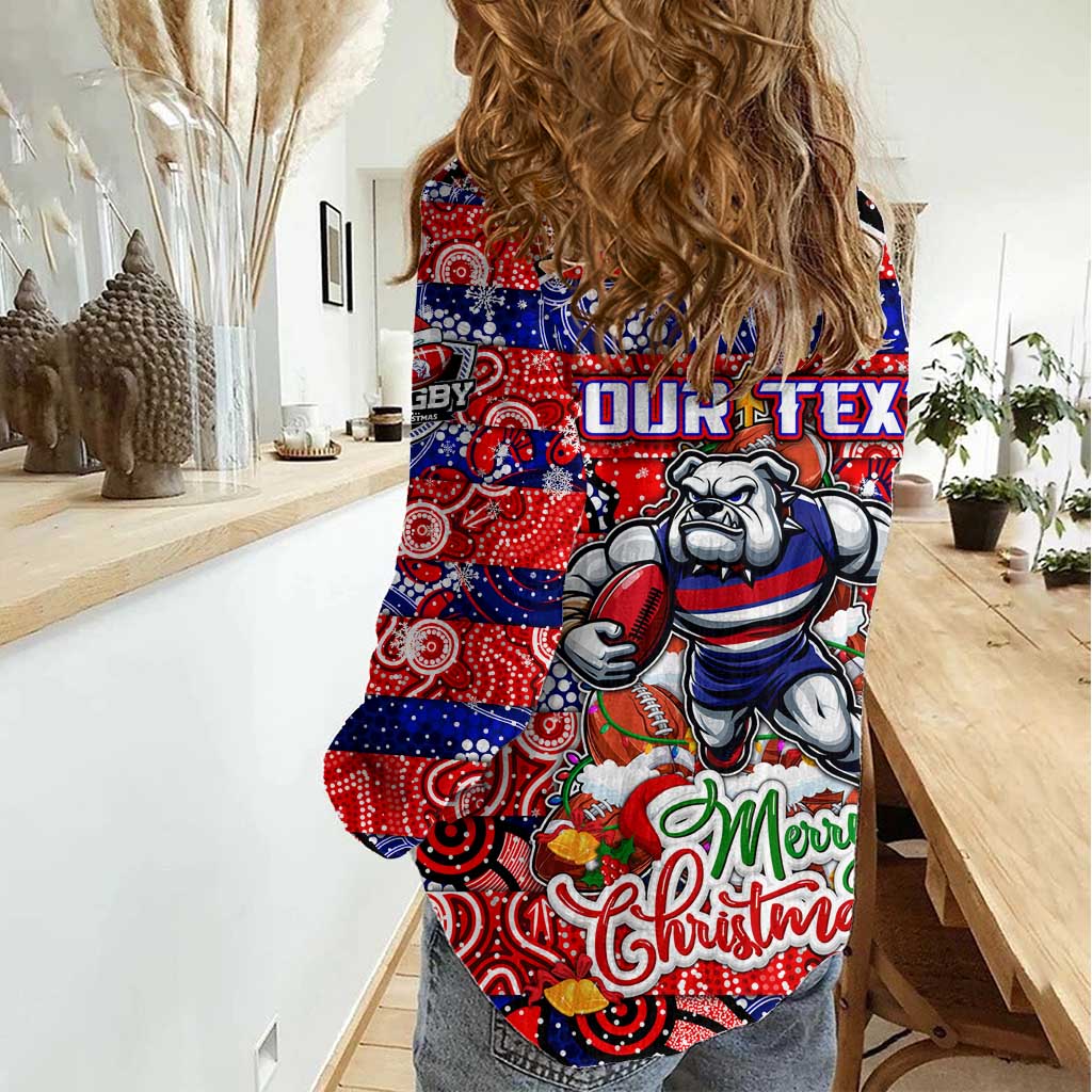 Custom Bulldogs Football Merry Christmas Women Casual Shirt Indigenous Australian Art - Vibe Hoodie Shop