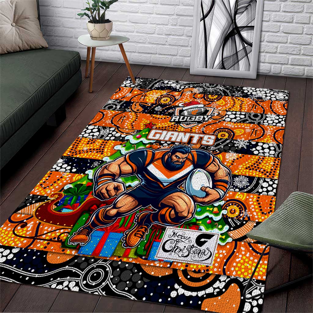 Giants Football Merry Christmas Area Rug Indigenous Australian Art - Vibe Hoodie Shop