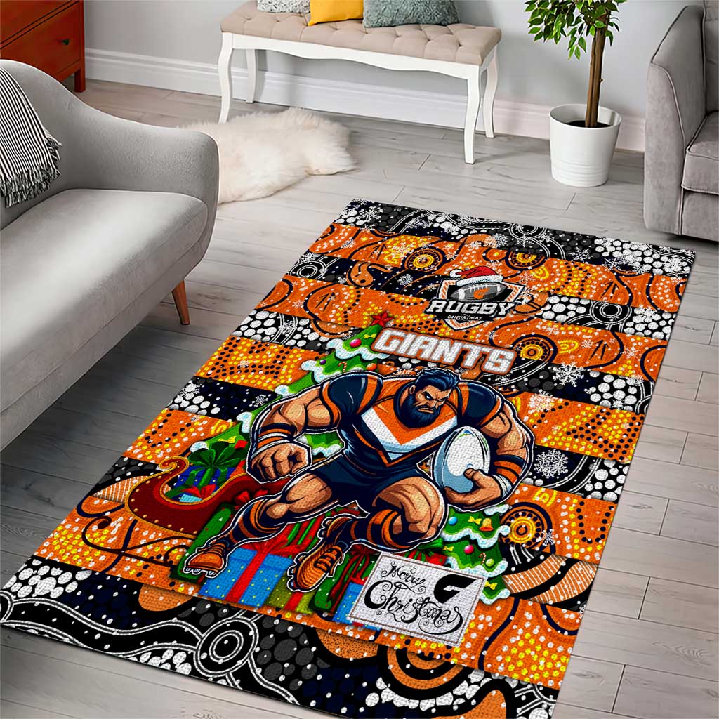 Giants Football Merry Christmas Area Rug Indigenous Australian Art - Vibe Hoodie Shop