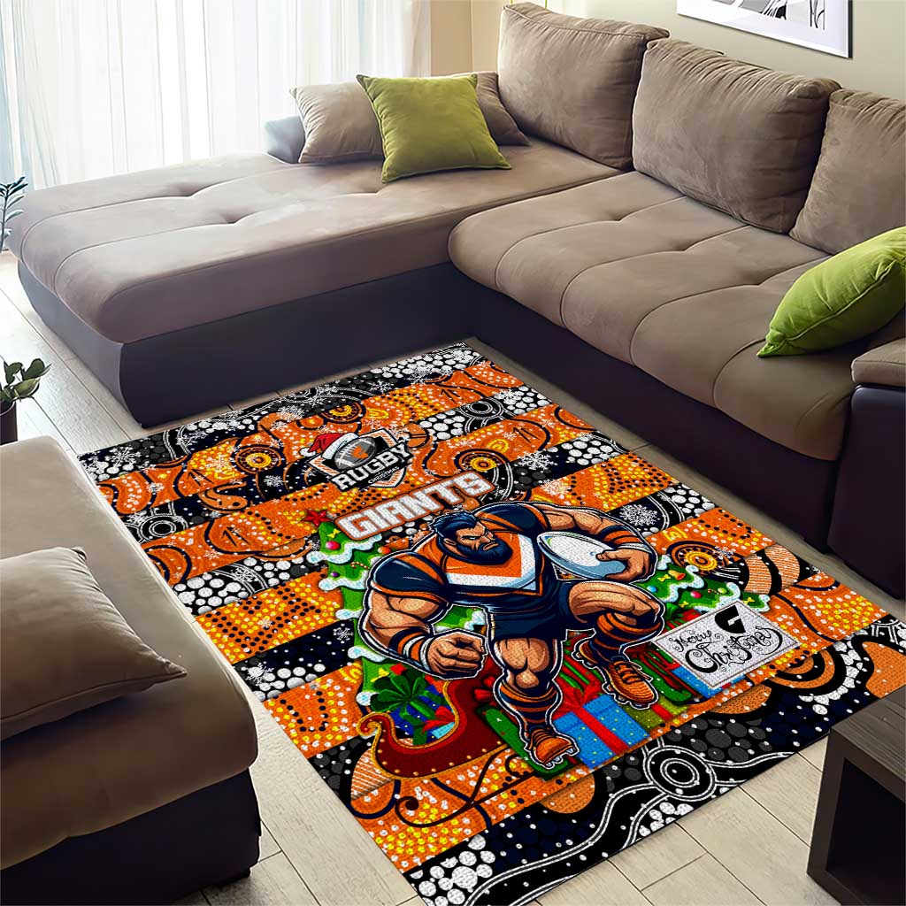 Giants Football Merry Christmas Area Rug Indigenous Australian Art - Vibe Hoodie Shop